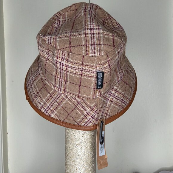 Steve Madden Accessories - Steve Madden Plaid Reversable Bucket Hat Camel